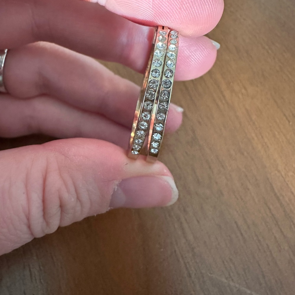 Gold-Tone Crystal Hoop Earrings - Clear Crystal Accents